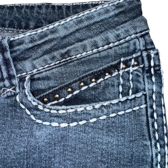 9.8 Women's Capri Blue Jeans SZ 10 Faded on Med Wash Stretch Straight Leg Steer - Picture 5 of 7